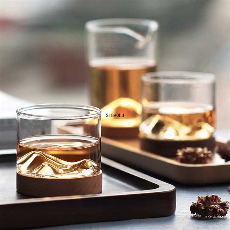 Whiskey Glass with Wooden Base - Casatrail.com