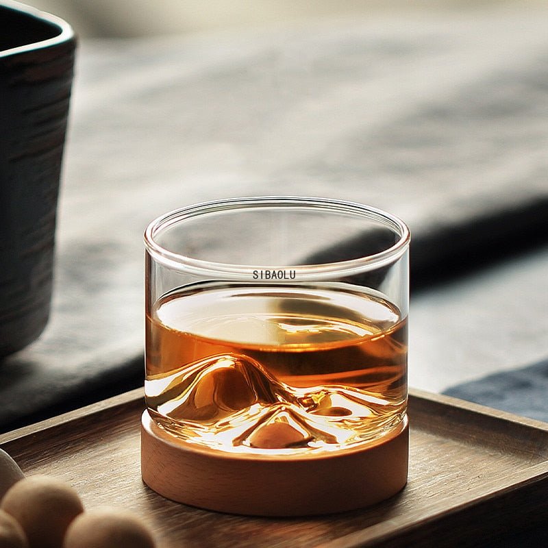 Whiskey Glass with Wooden Base - Casatrail.com