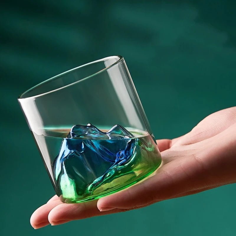 Whisky Glass Cup with 3D Mountain Water Artwork - Casatrail.com