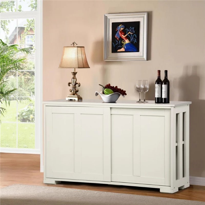 White Antique Buffet Sideboard with Sliding Door - Casatrail.com