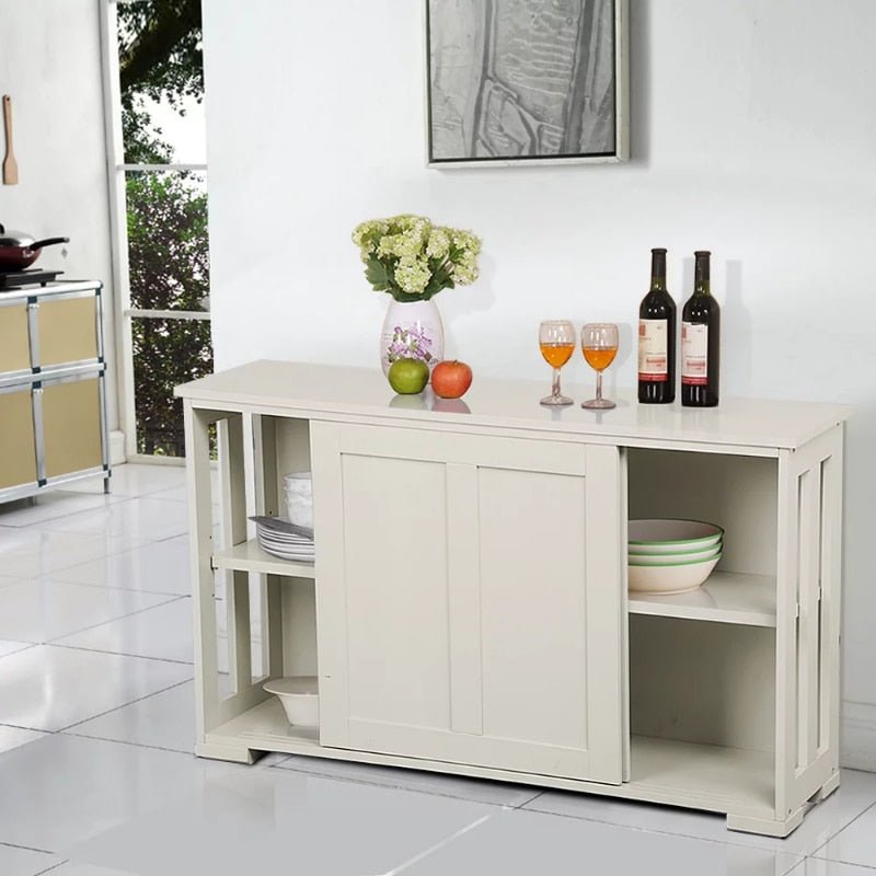 White Antique Buffet Sideboard with Sliding Door - Casatrail.com