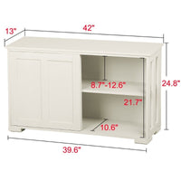 Thumbnail for White Antique Buffet Sideboard with Sliding Door - Casatrail.com