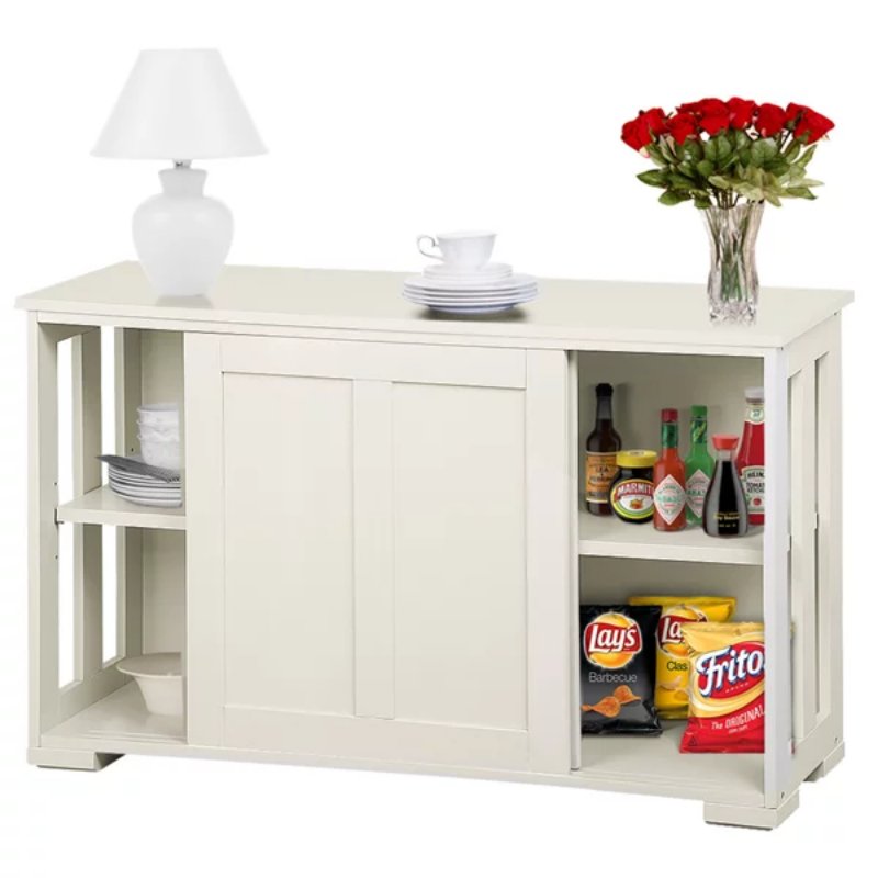 White Antique Buffet Sideboard with Sliding Door - Casatrail.com