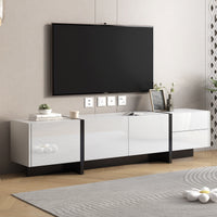Thumbnail for White & Black TV Cabinet Stand with Modern Design - Casatrail.com