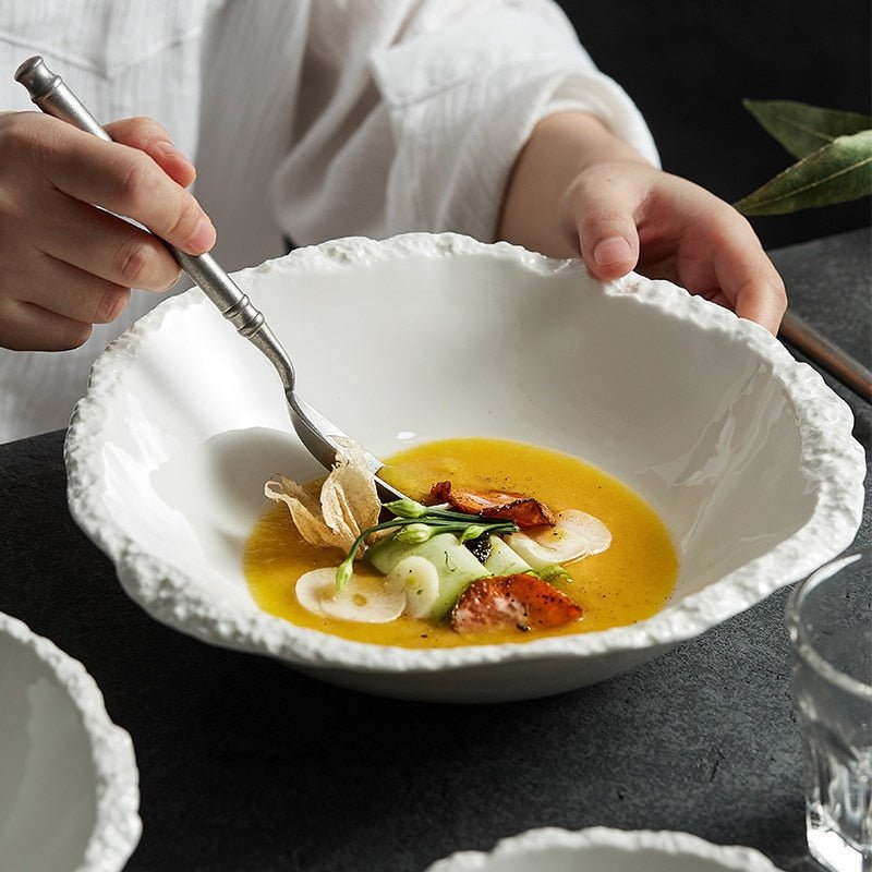 White Ceramic Soup Bowl for High - Grade Tableware - Casatrail.com