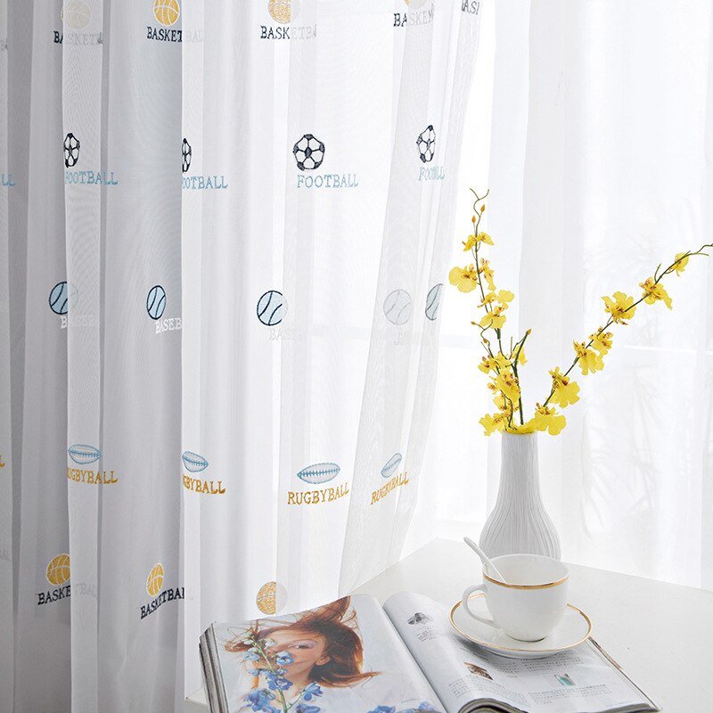 White Football Tulle Curtains Ready - made Sheer Curtain - Casatrail.com