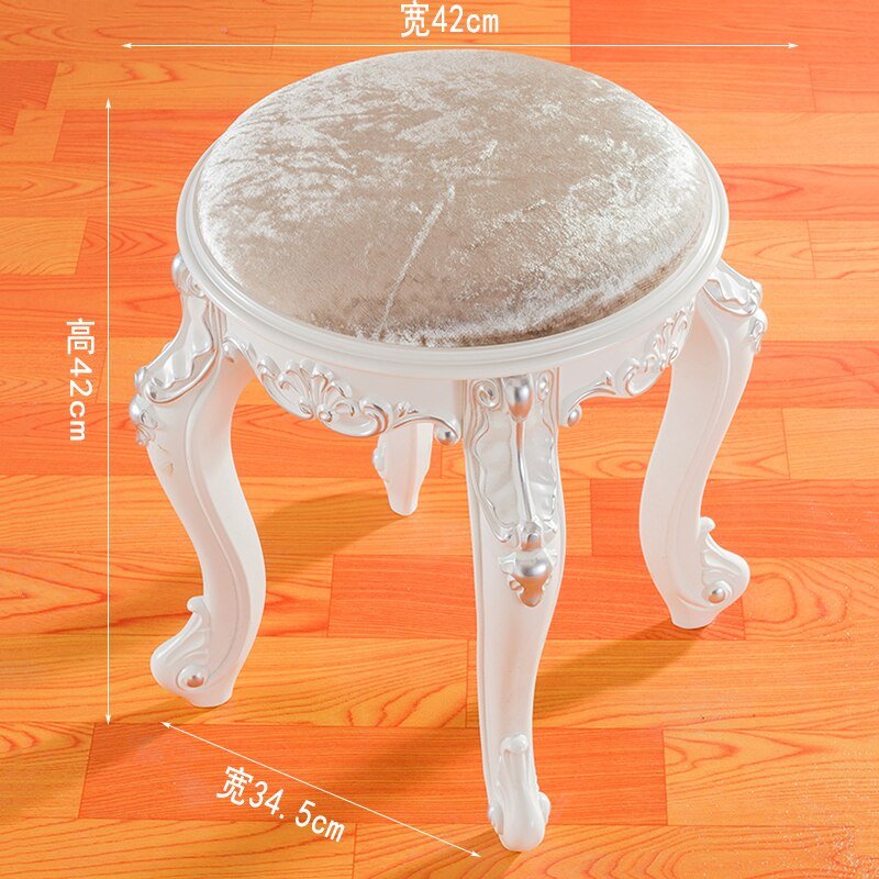 White French Makeup Stool with Solid Wood Design - Casatrail.com