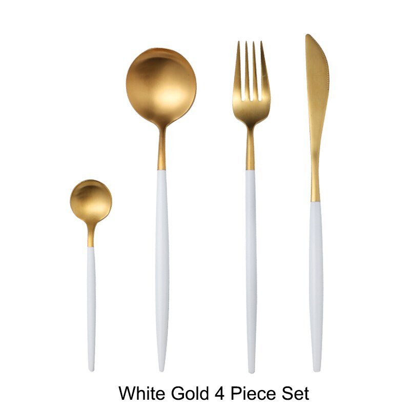 White Gold Stainless Steel Cutlery Set - Casatrail.com