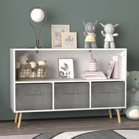 Thumbnail for White Kids Bookcase with Collapsible Drawers - Casatrail.com