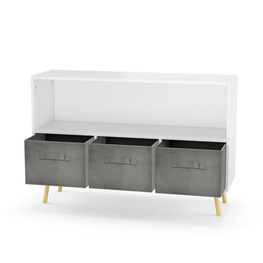 White Kids Bookcase with Collapsible Drawers - Casatrail.com