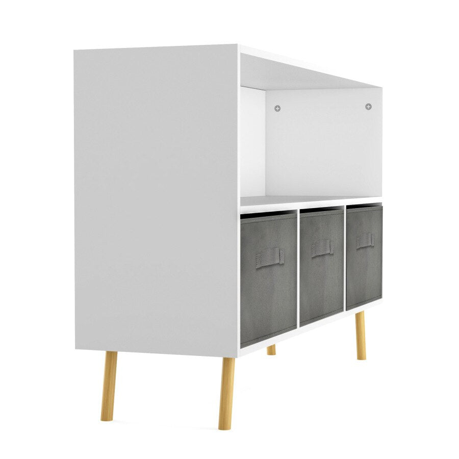 White Kids Bookcase with Collapsible Drawers - Casatrail.com