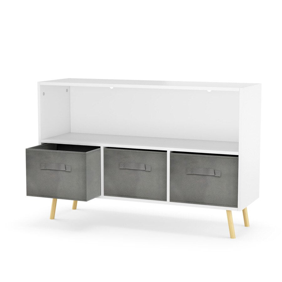 White Kids Bookcase with Collapsible Drawers - Casatrail.com