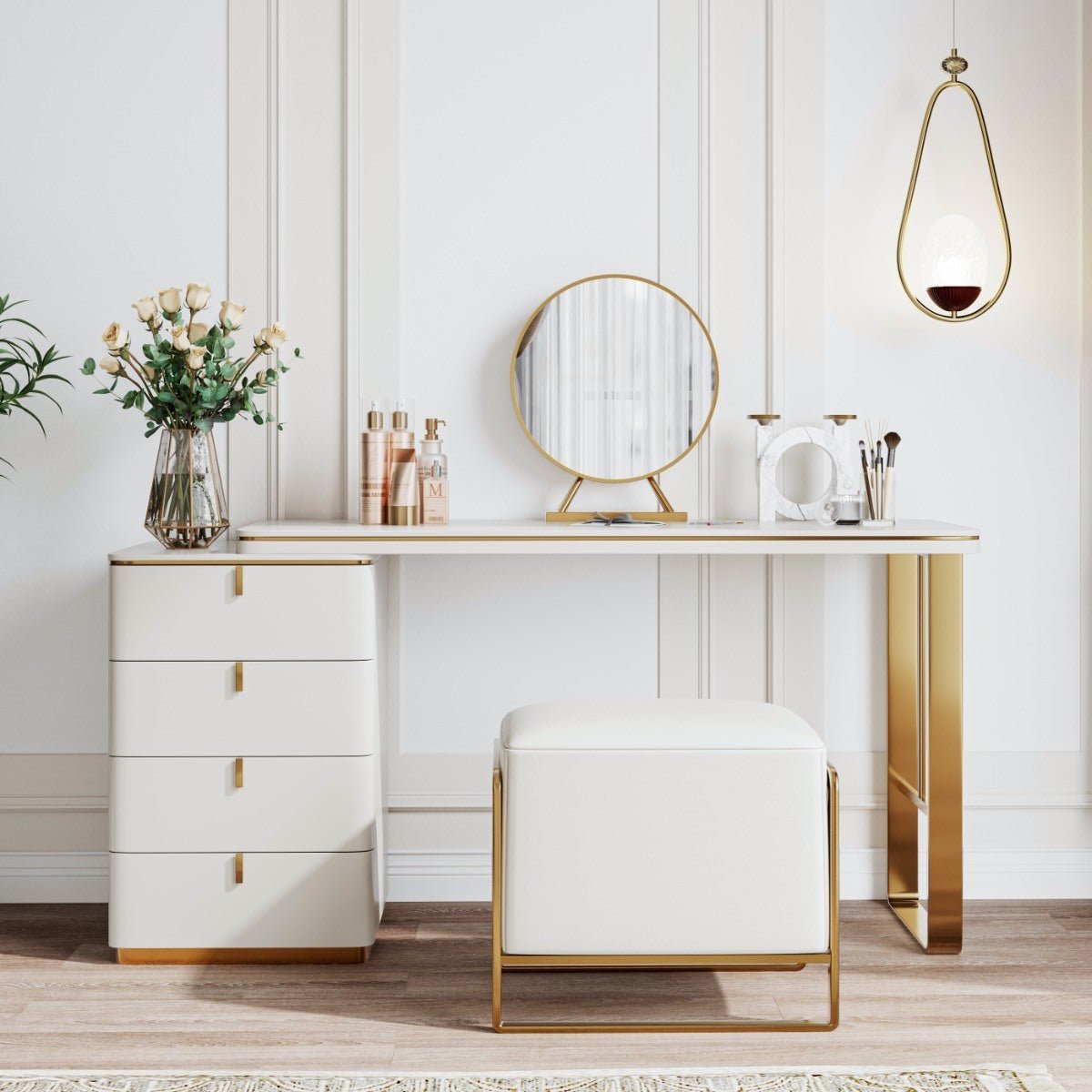 White Makeup Vanity Dresser Table with Mirror - Casatrail.com