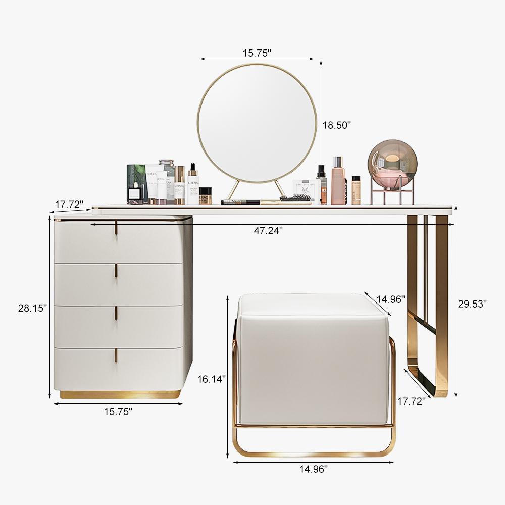 White Makeup Vanity Dresser Table with Mirror - Casatrail.com