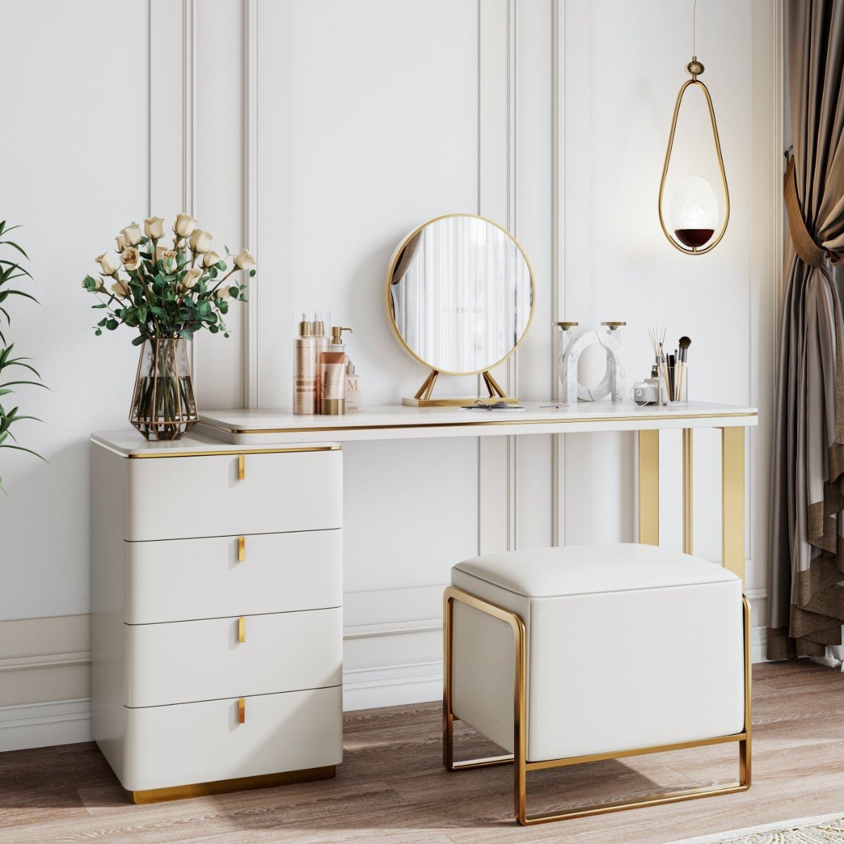 White Makeup Vanity Dresser Table with Mirror - Casatrail.com