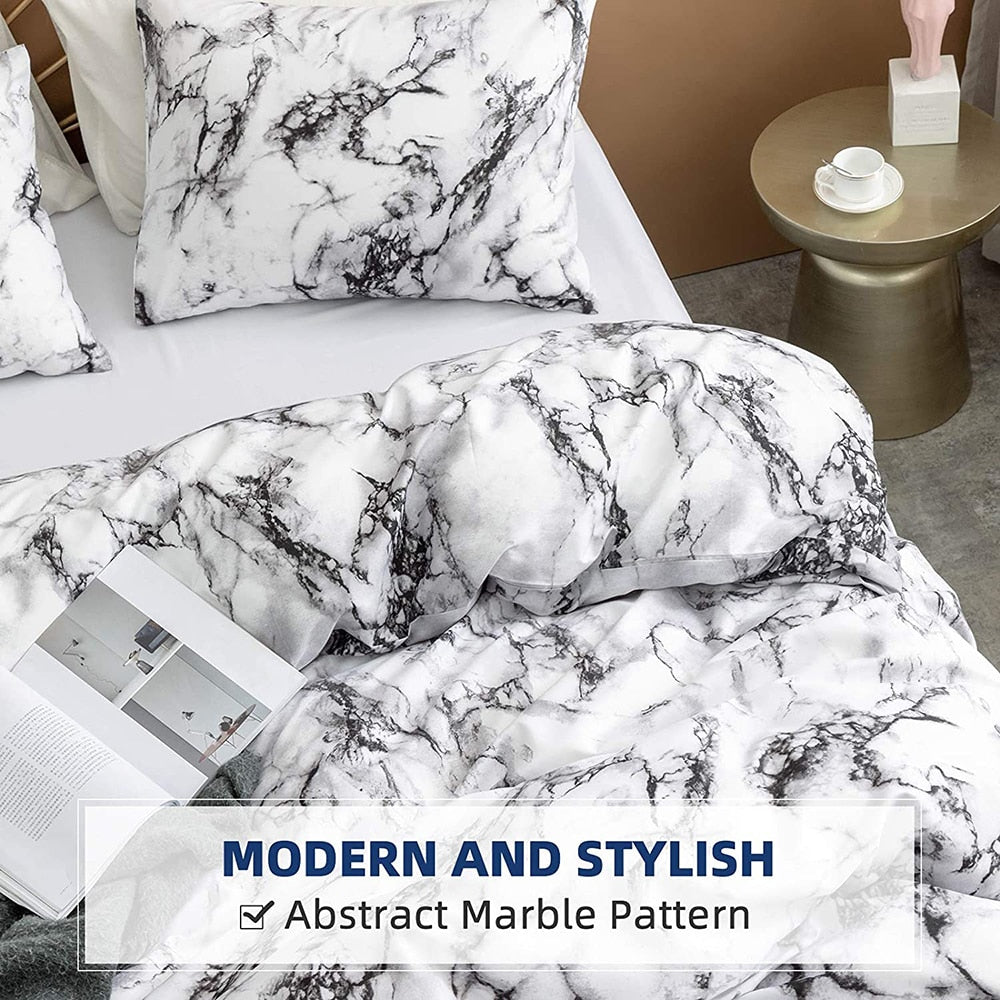 White Marble Pattern Bedding Set - Casatrail.com