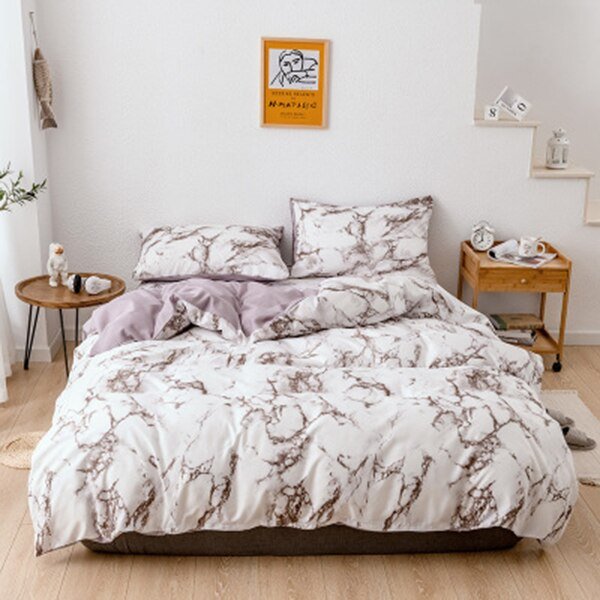 White Marble Pattern Bedding Set - Casatrail.com