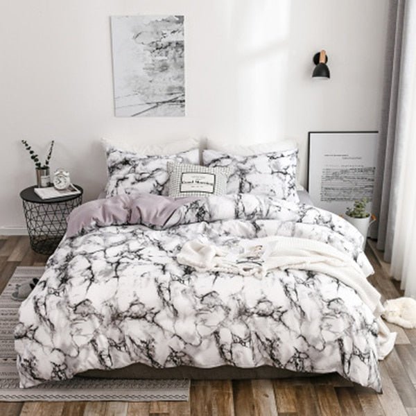 White Marble Pattern Bedding Set - Casatrail.com