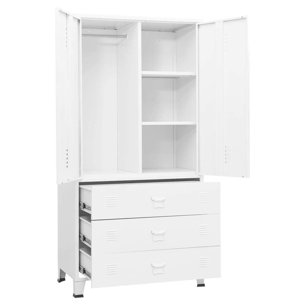 White Modular Metal Wardrobe Closet - Casatrail.com