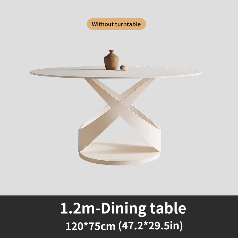 White Round Kitchen Table with 360° Rotating Turntable - Casatrail.com