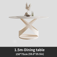 Thumbnail for White Round Kitchen Table with 360° Rotating Turntable - Casatrail.com