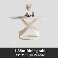 Thumbnail for White Round Kitchen Table with 360° Rotating Turntable - Casatrail.com