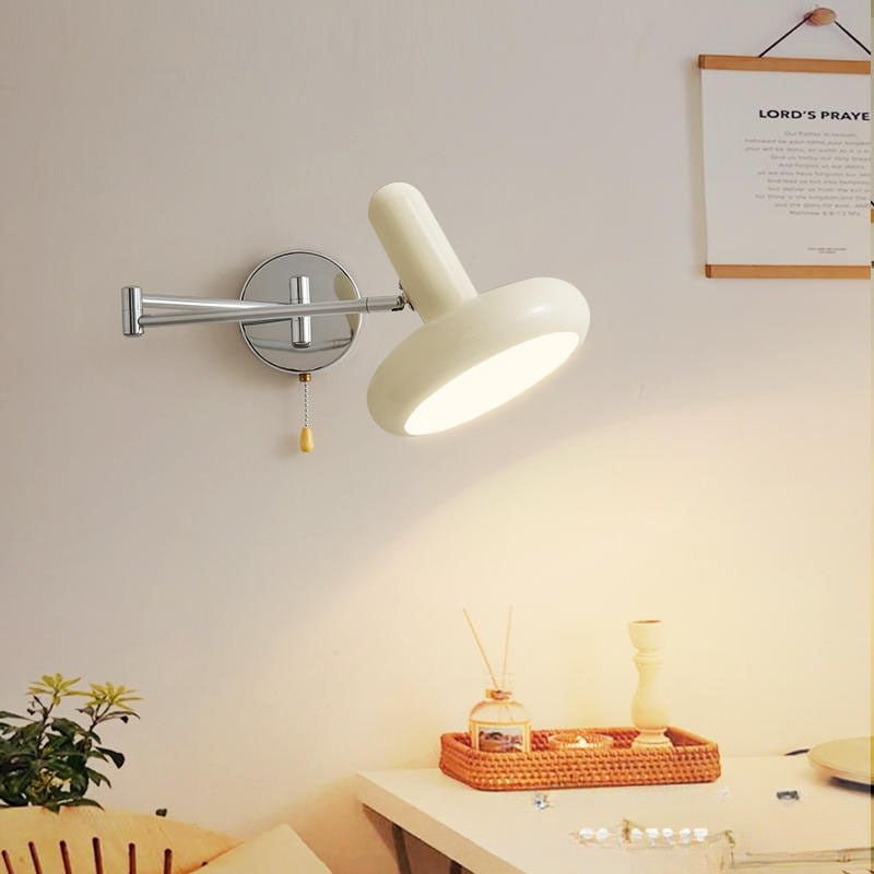 White Swing Arm Wall Lamp with Adjustable LED Lights - Casatrail.com