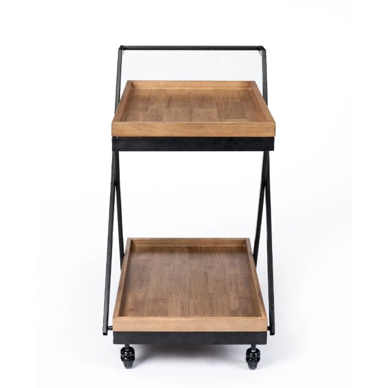 Wood and Black Entertainment Kitchen Island Cart - Casatrail.com