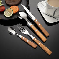 Thumbnail for Wood Dinnerware Set with Stainless Steel Cutlery - Casatrail.com