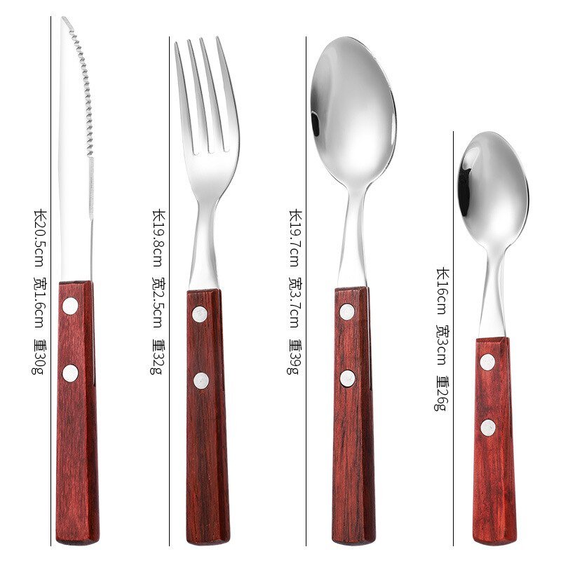 Wood Dinnerware Set with Stainless Steel Cutlery - Casatrail.com