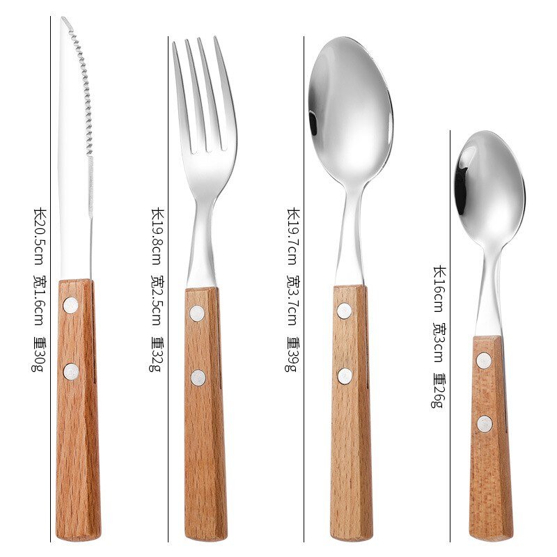 Wood Dinnerware Set with Stainless Steel Cutlery - Casatrail.com