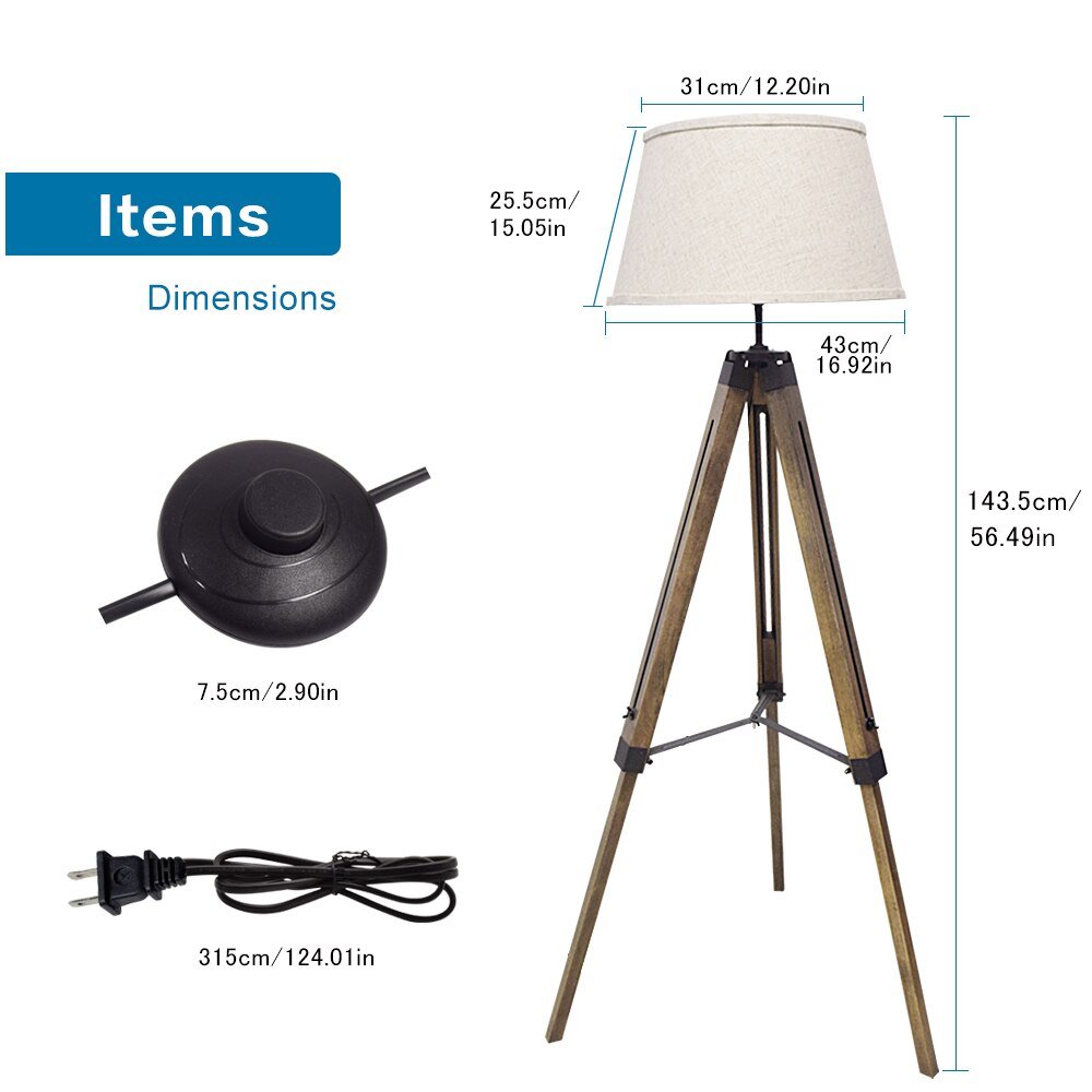 Wood Tripod Floor Lamp - Casatrail.com