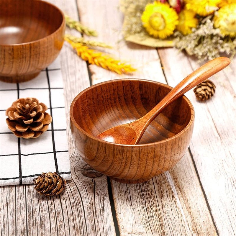 Wooden Bowl - Japanese Style Wood Rice Soup Salad - Casatrail.com