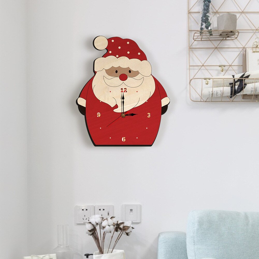 Wooden Cartoon Wall Clock for Christmas Decoration - Casatrail.com