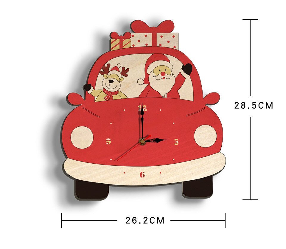 Wooden Cartoon Wall Clock for Christmas Decoration - Casatrail.com