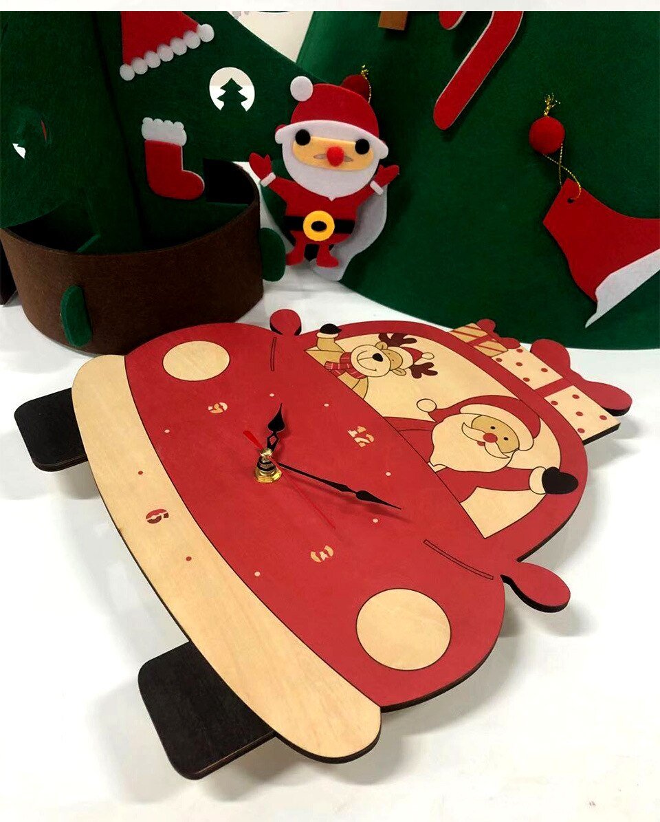 Wooden Cartoon Wall Clock for Christmas Decoration - Casatrail.com