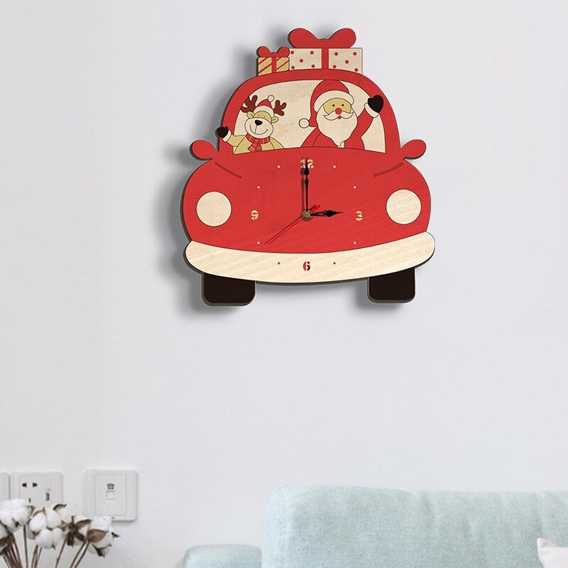 Wooden Cartoon Wall Clock for Christmas Decoration - Casatrail.com