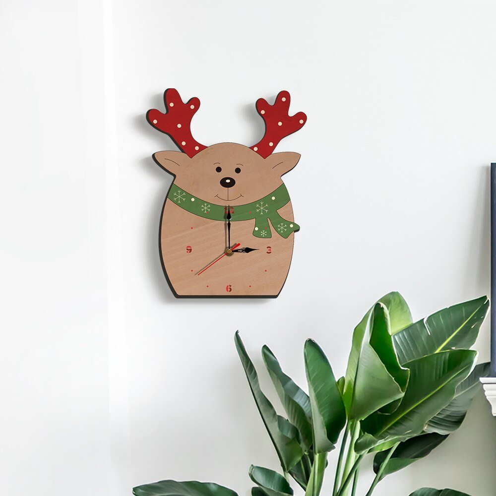 Wooden Cartoon Wall Clock for Christmas Decoration - Casatrail.com