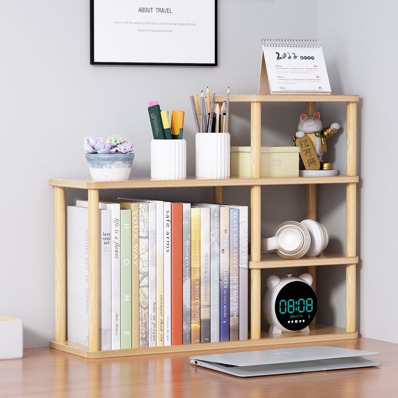 Wooden Desktop Bookshelf Organizer - Casatrail.com