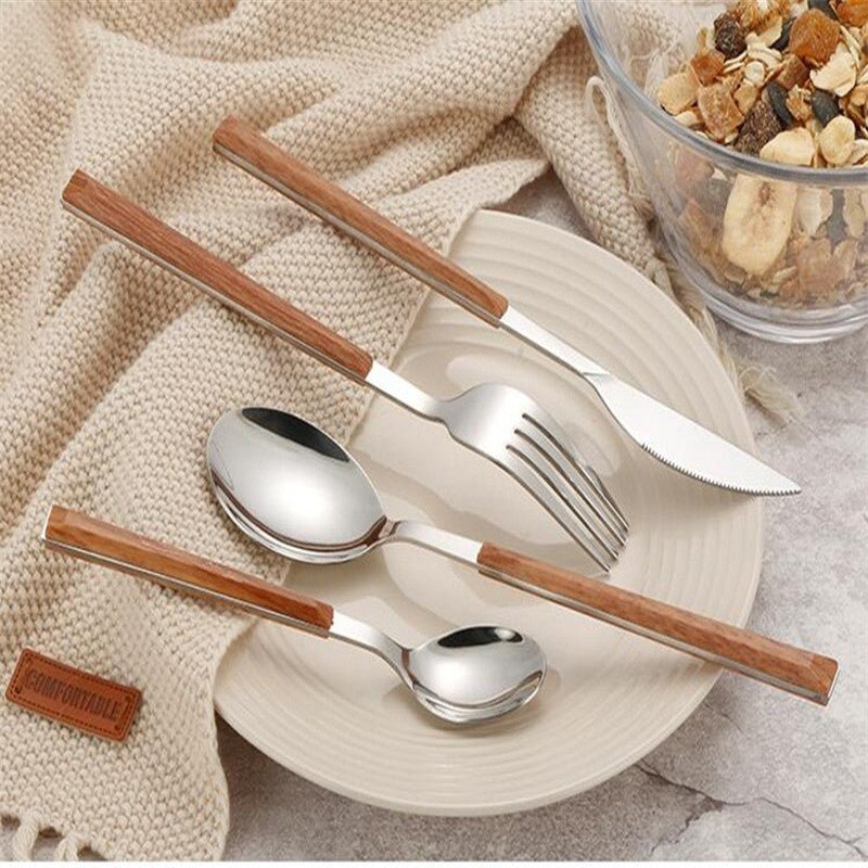 Wooden Handle Stainless Steel Cutlery Set - Casatrail.com