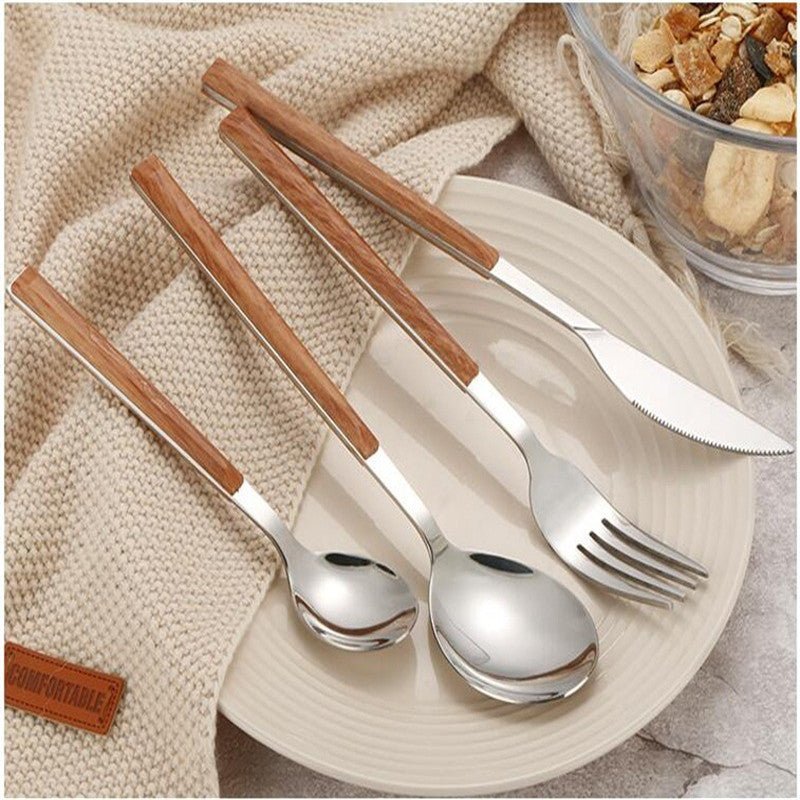 Wooden Handle Stainless Steel Cutlery Set - Casatrail.com