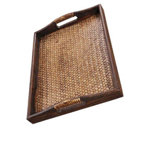 Thumbnail for Wooden Rattan Tea Tray with Storage for Serving Snacks - Casatrail.com