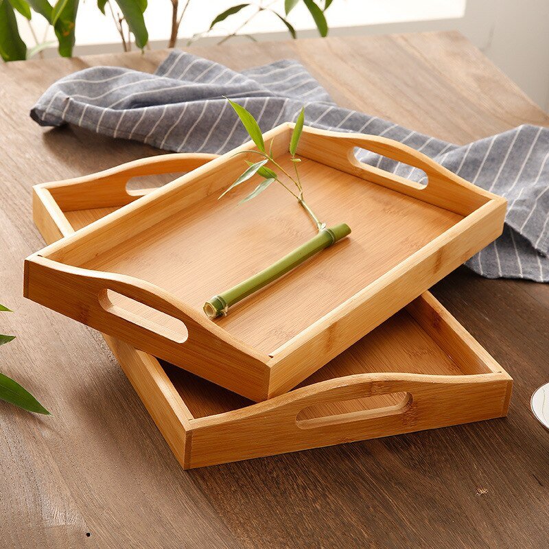 Wooden Rectangular Tea Tray - Casatrail.com