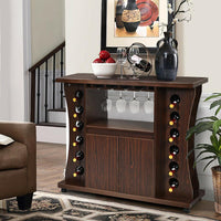 Thumbnail for Wooden Rolling Buffet Sideboard with Wine Rack - Casatrail.com