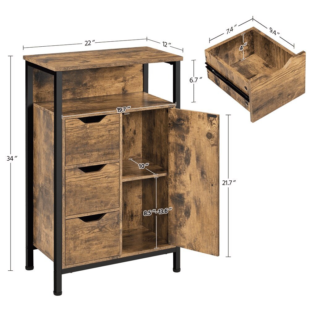 Wooden Storage Cabinet with Shelves and Drawers - Casatrail.com