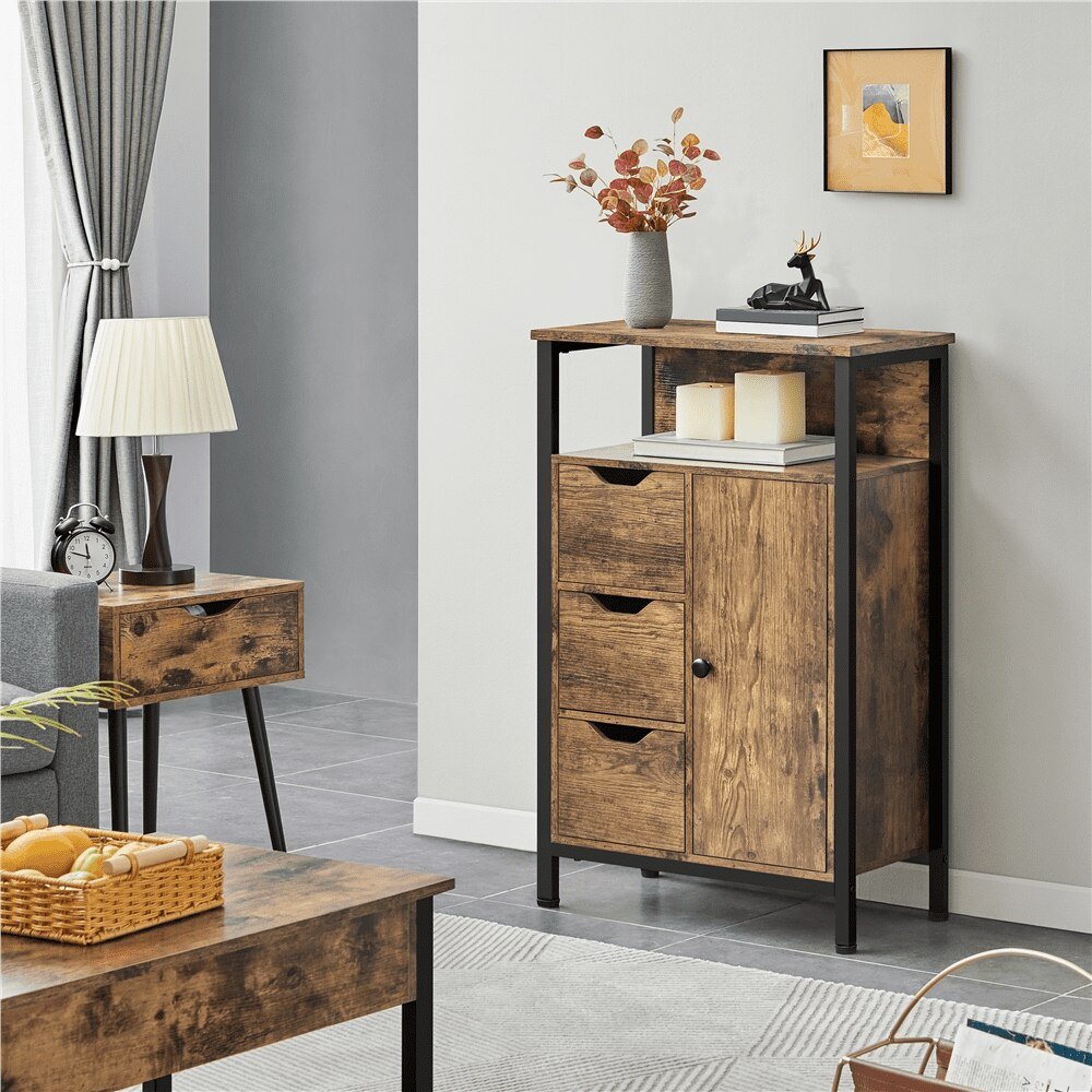 Wooden Storage Cabinet with Shelves and Drawers - Casatrail.com