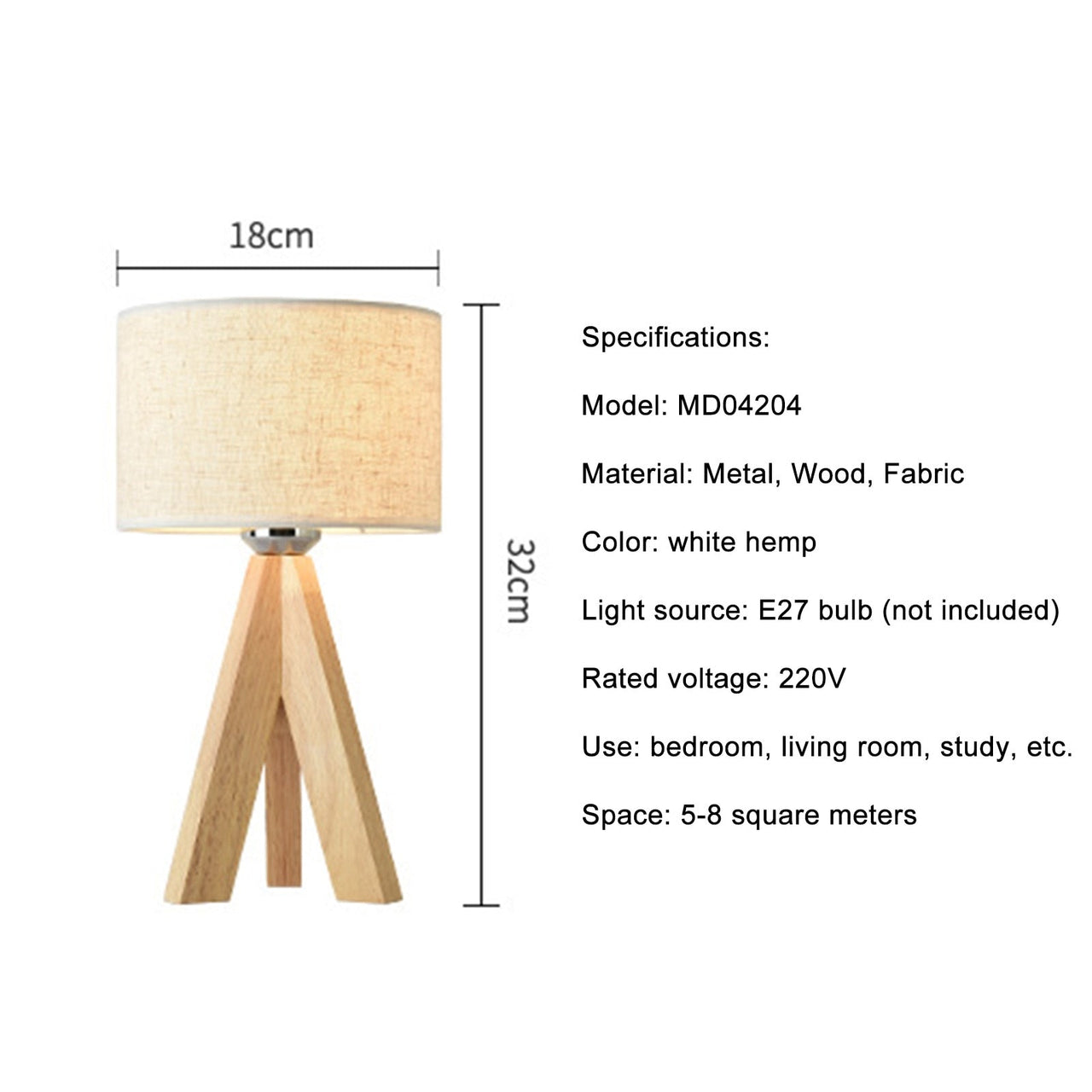 Wooden Tripod LED Bedside Table Lamp - Casatrail.com