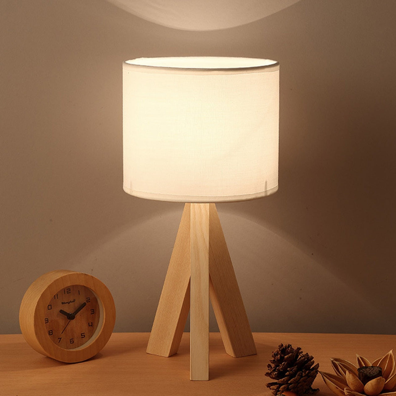 Wooden Tripod LED Bedside Table Lamp - Casatrail.com