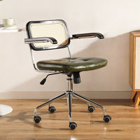 Thumbnail for Wuli Rattan Leather Office Swivel Chair - Casatrail.com