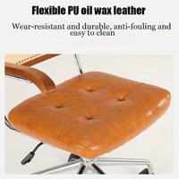 Thumbnail for Wuli Rattan Leather Office Swivel Chair - Casatrail.com